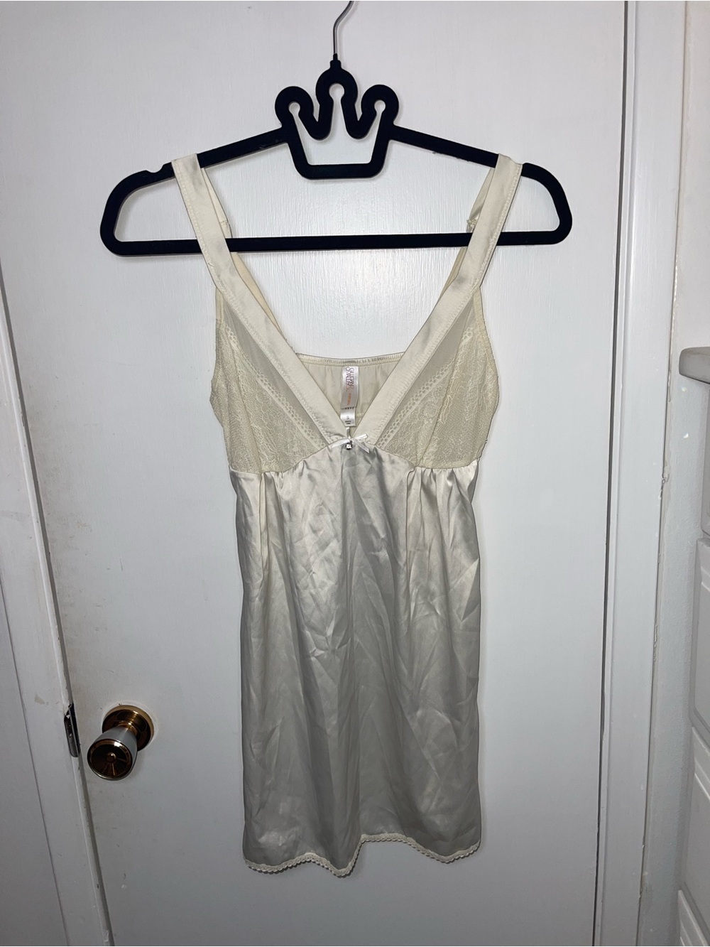 EUC Silky Ivory Slip Dress with Lace Bodice